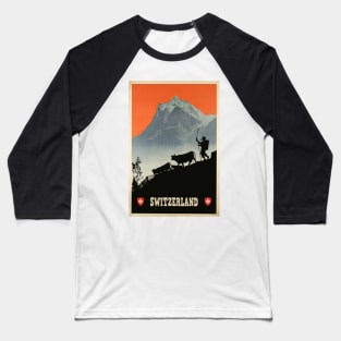 Switzerland, Vintage Travel Poster Baseball T-Shirt
